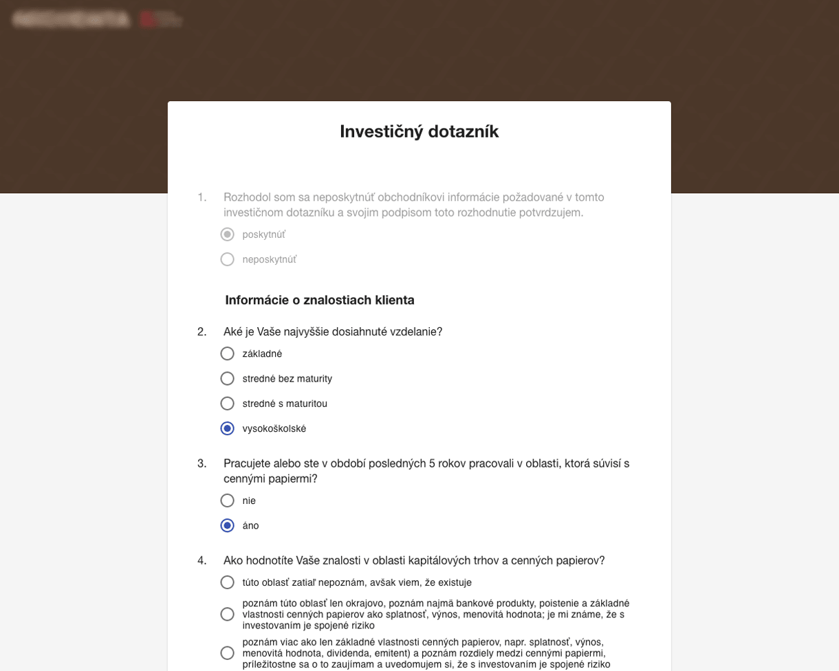 Investičný dotazník